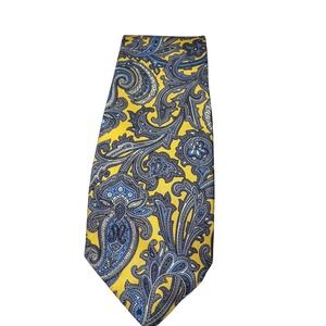 Jos A‎ Bank Silk Tie Mens One Size Yellow Blue Paisley Executive Collection